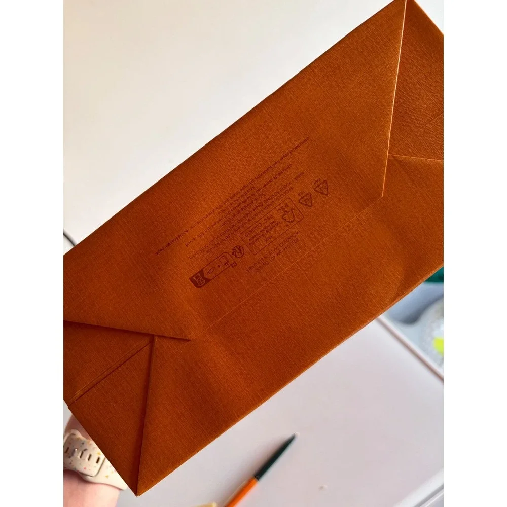 Louis Vuitton Orange Shopping Bag Blue Handles 14 Inch Tall Authentic Gift Bag